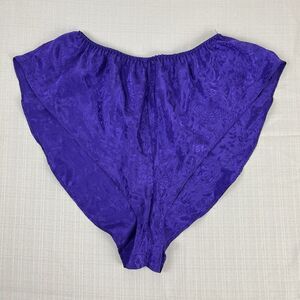 Vintage 90s Victoria's Secret Shorts Panties Purple Jacquard‎ Rose Satin Medium